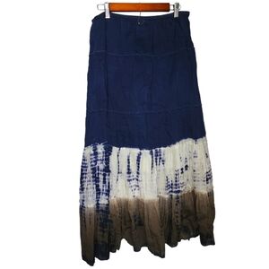 Vintage bohemian western Blue tiedye midi skirt